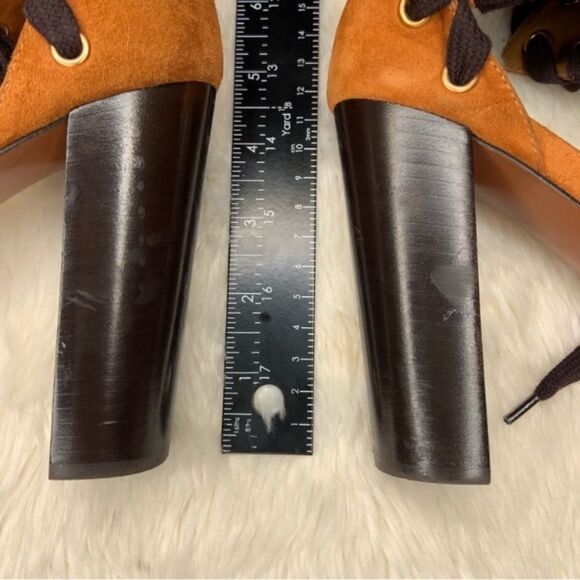 Sz 41 Chloe Miles Iconic Whipstitch Strap Lace-up Brown Suede Sandals Pumps - Picture 8 of 9